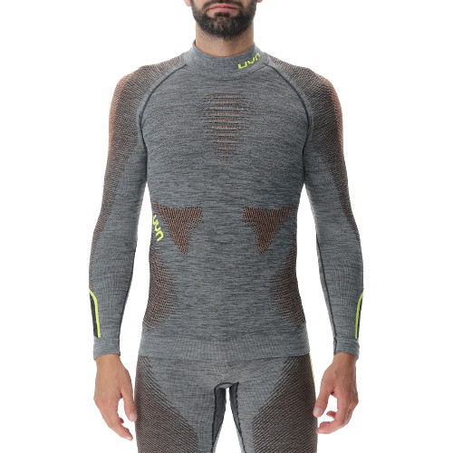 Thermal underwear UYN Man Ambityon UW Shirt LG_SL Melange Turtleneck Black Melange/Orange/Yellow - 2023/24