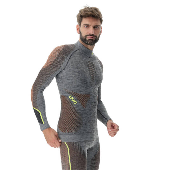 Thermal underwear UYN Man Ambityon UW Shirt LG_SL Melange Turtleneck Black Melange/Orange/Yellow - 2023/24