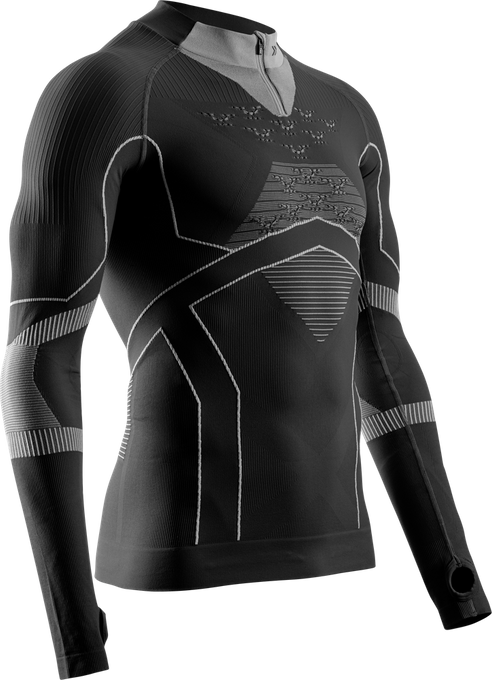 Thermounterwäsche X-bionic Energy Accumulator Light Shirt LS 1/2 Zip Black/Light Grey - 2024/25