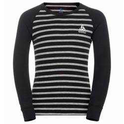 Unterwäsche Shirt ODLO Active Warm Eco Kids Stripes BL Top Crew Neck LS Black/Grey Melange - 2022/23