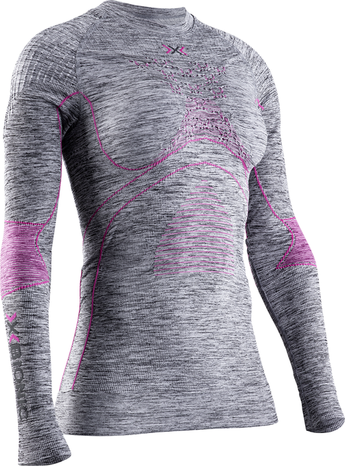 Thermounterwäsche X-bionic Energy Accumulator 4.0 Shirt Round Neck LG SL Women Grey Melange/pink - 2023/24