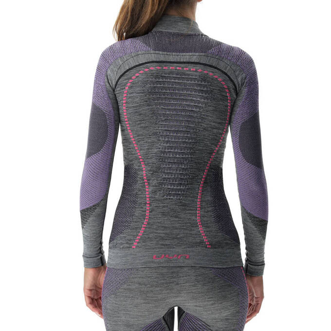 Koszulka termoaktywna UYN Woman Ambityon UW Shirt LG SL Melange Turtle Neck Black Purple/Raspberry - 2024/25